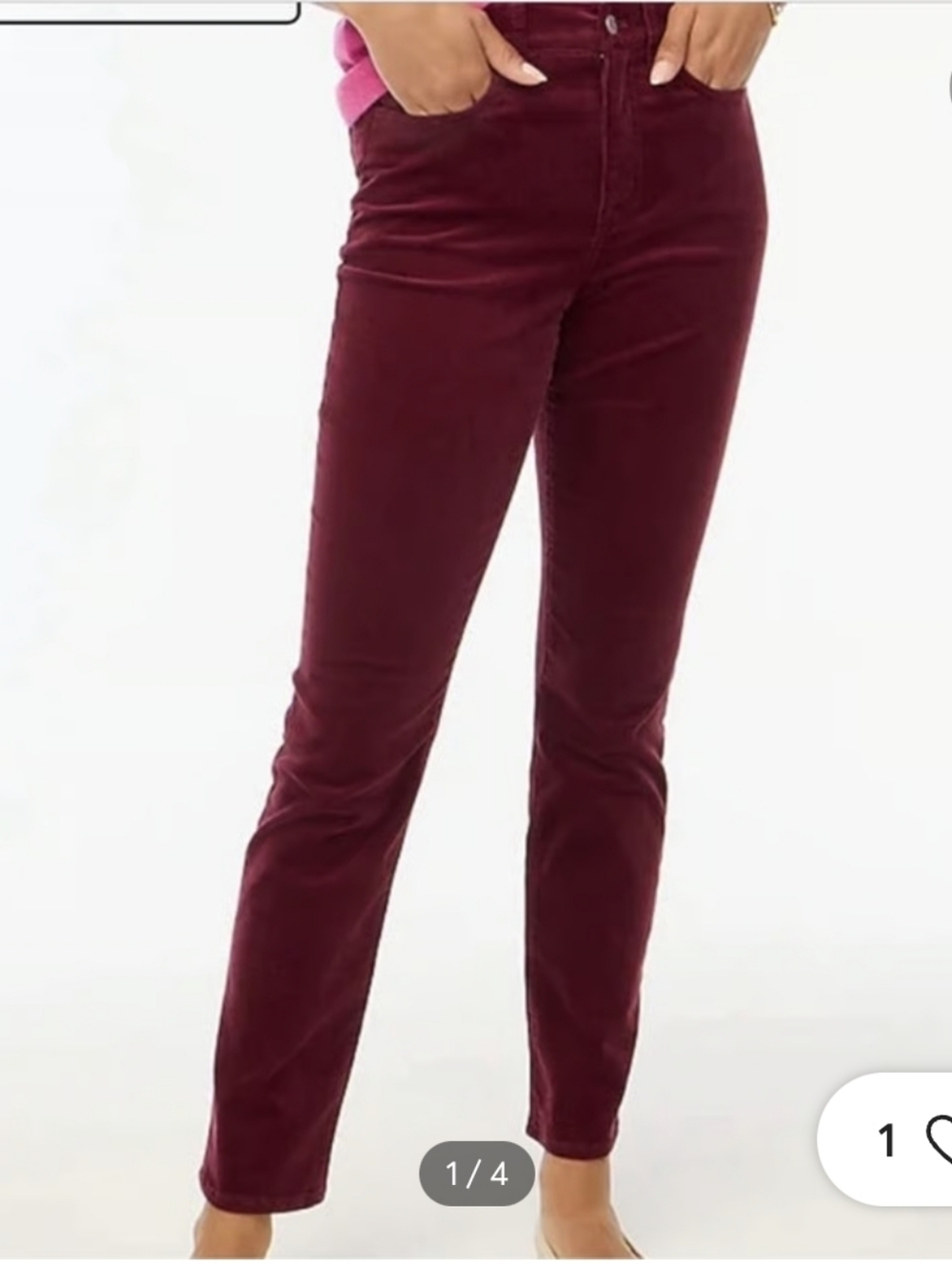 J. Crew Burgundy Corduroy Straight Pants Size 28